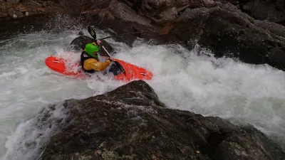 Nico à la sortie du premier gros passage (classe 4+).